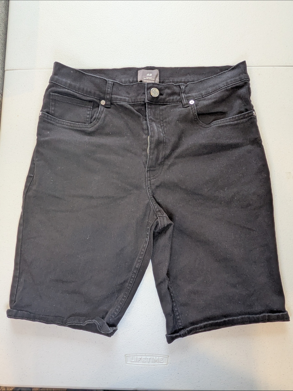 H&M Men's Slim Fit Denim Shorts Black Size 31 Jean Shorts